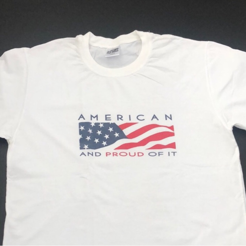 “American and proud of it” white T-shirt size large - Picture 1 of 6